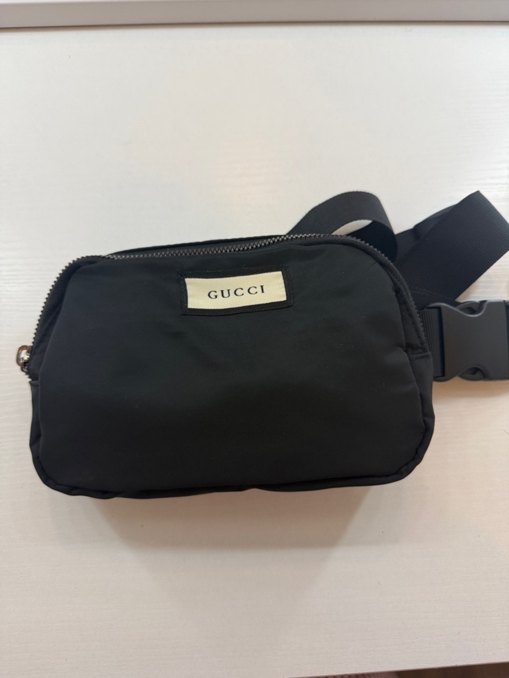 Gucci Black Nylon Logo Patch Belt Bag